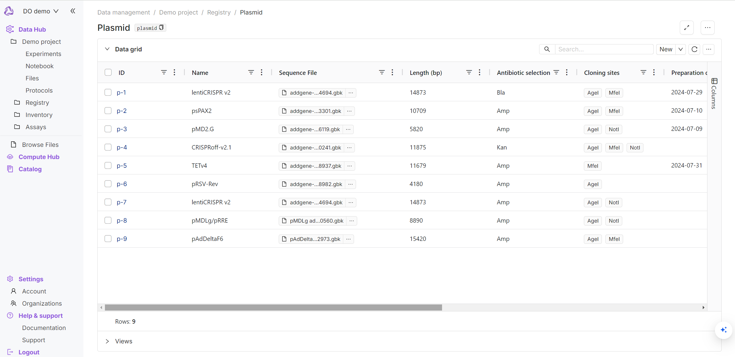 Example database